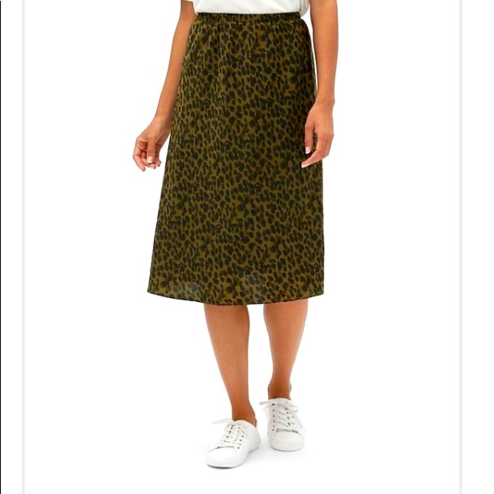Banana Republic Leopard Print Olive Midi Skirt